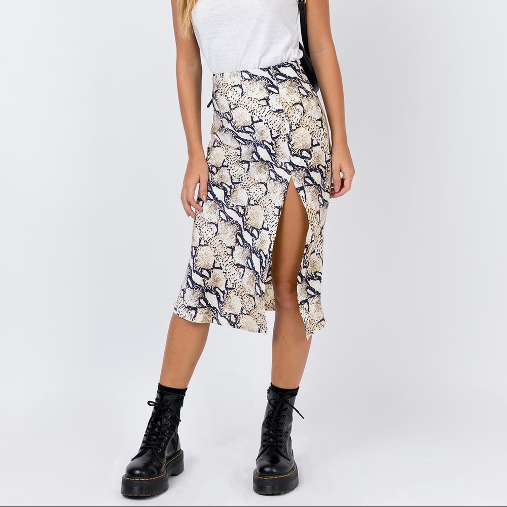 princess polly snakeskin midi skirt